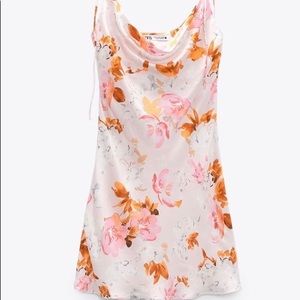 Zara strappy floral tie strap slip dress nwt